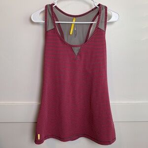 Lole Melon & Gray Striped Racerback Tank Top